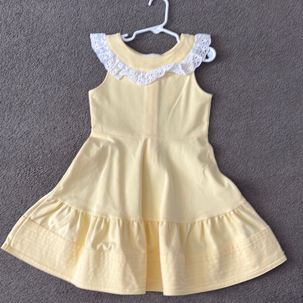 Yellow Dress with Lace Collar